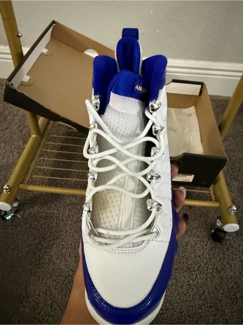 Air Jordan 9 Retro Kobe Bryant 5Y White Blue Yellow 302359-121 - Picture 8 of 10